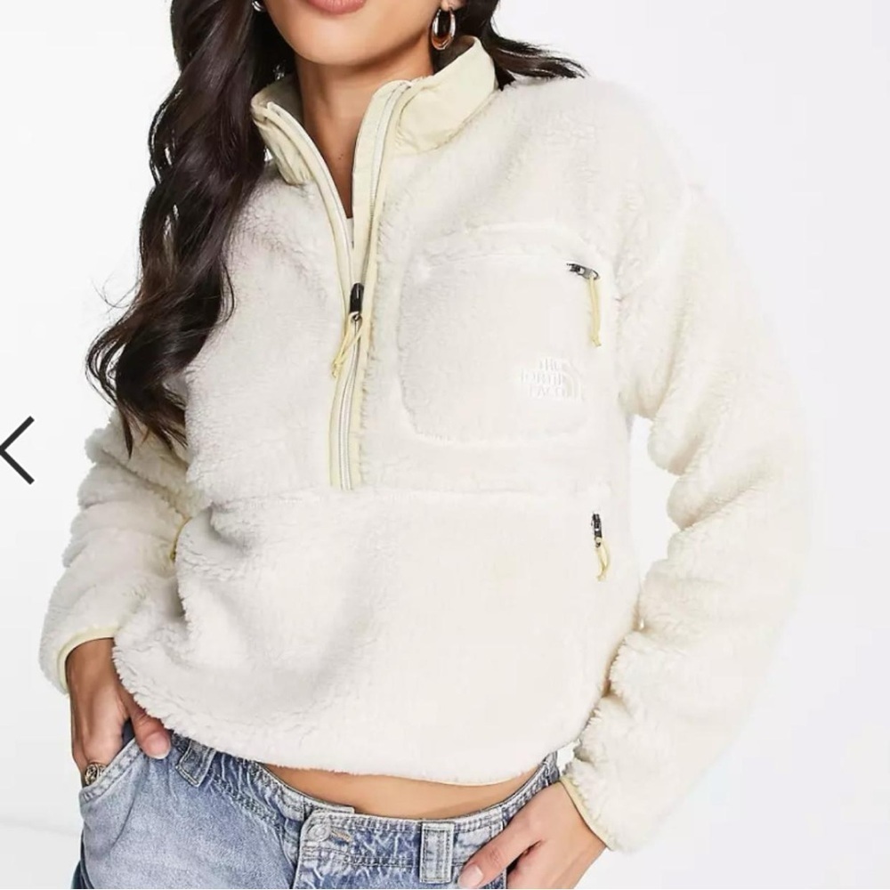 The North Face Jacket Extreme Pile Women’s S Cream 1/2 Zip Fleece Cropped